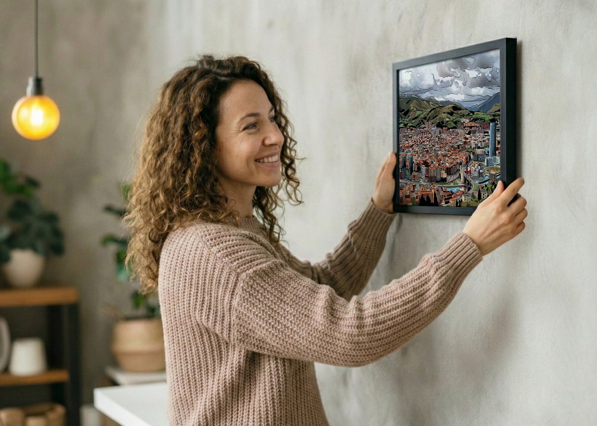 Cuadro Bilbao desde el Mirador de Artxanda estilo cómic