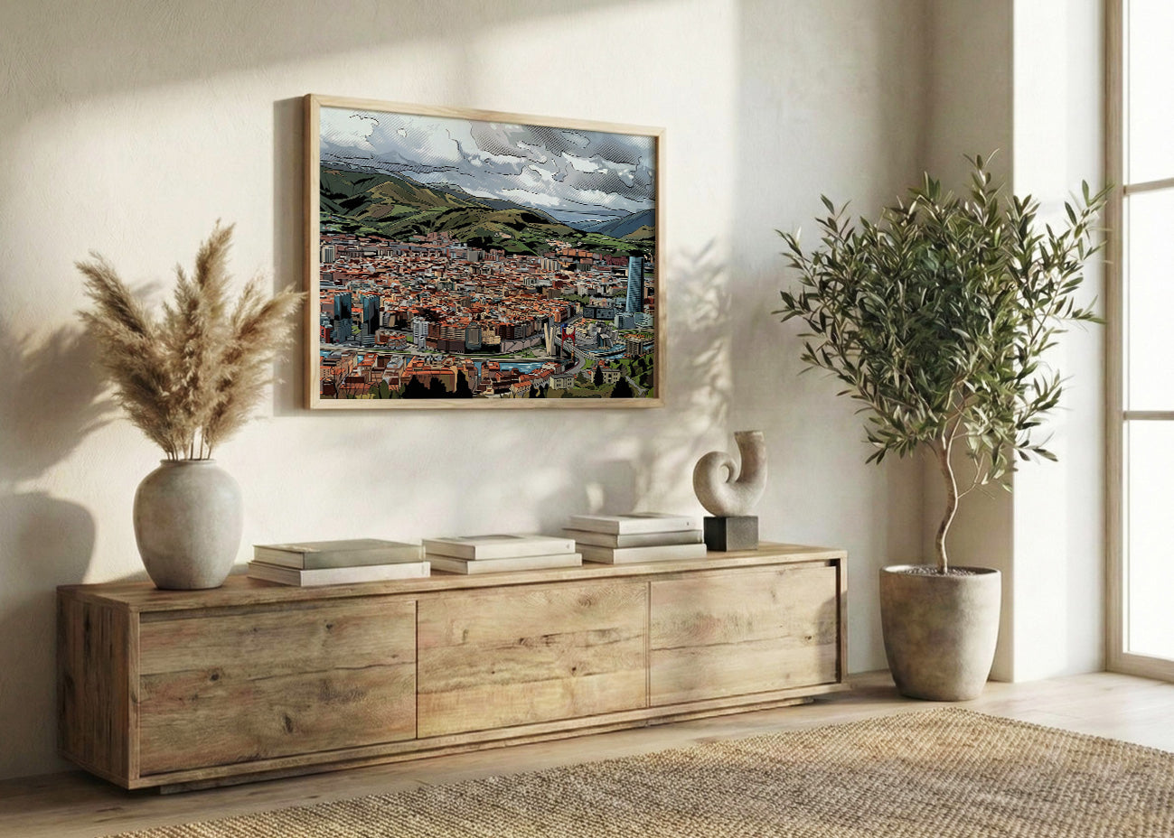 Cuadro Bilbao desde el Mirador de Artxanda estilo cómic