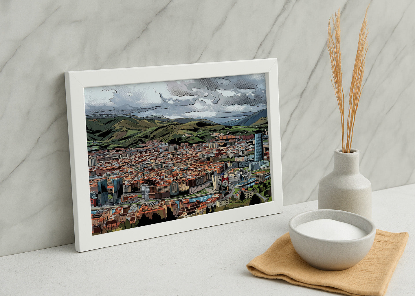 Cuadro Bilbao desde el Mirador de Artxanda estilo cómic