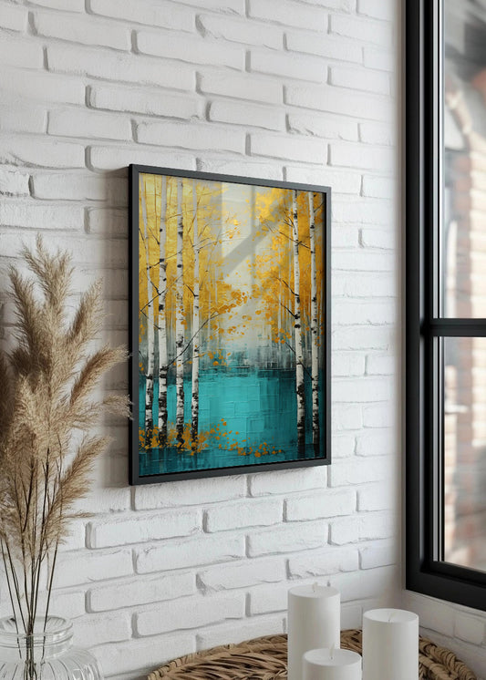 Cuadro ​Blue river in a yellow forest