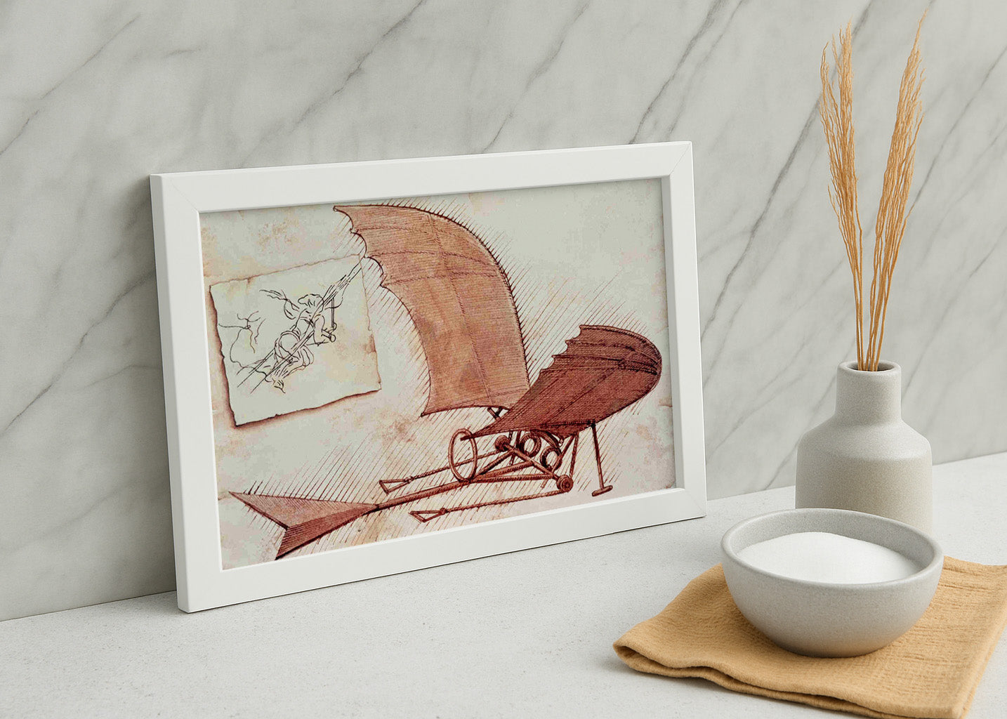 Cuadro ​Boceto de Máquina voladora (Leonardo Da Vinci)