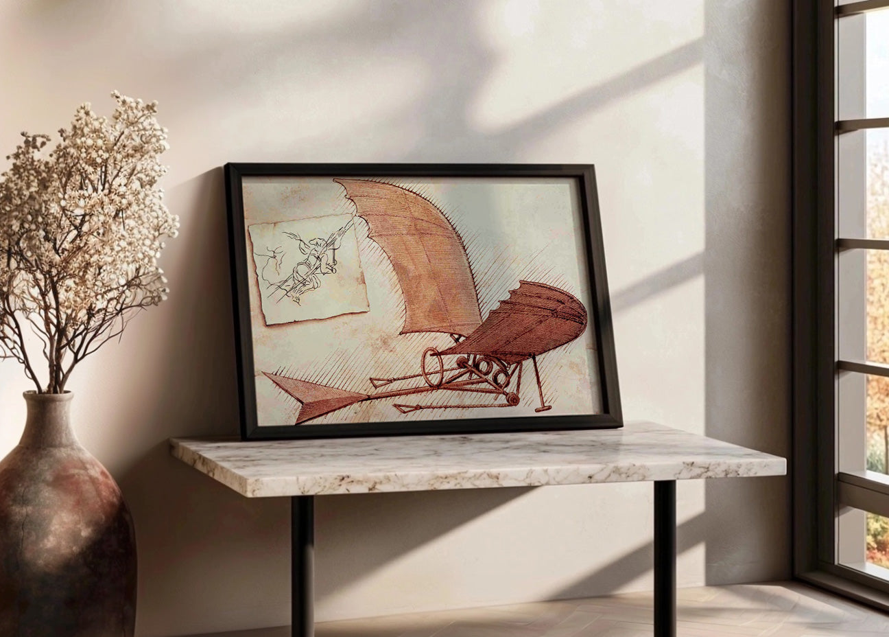 Cuadro ​Boceto de Máquina voladora (Leonardo Da Vinci)