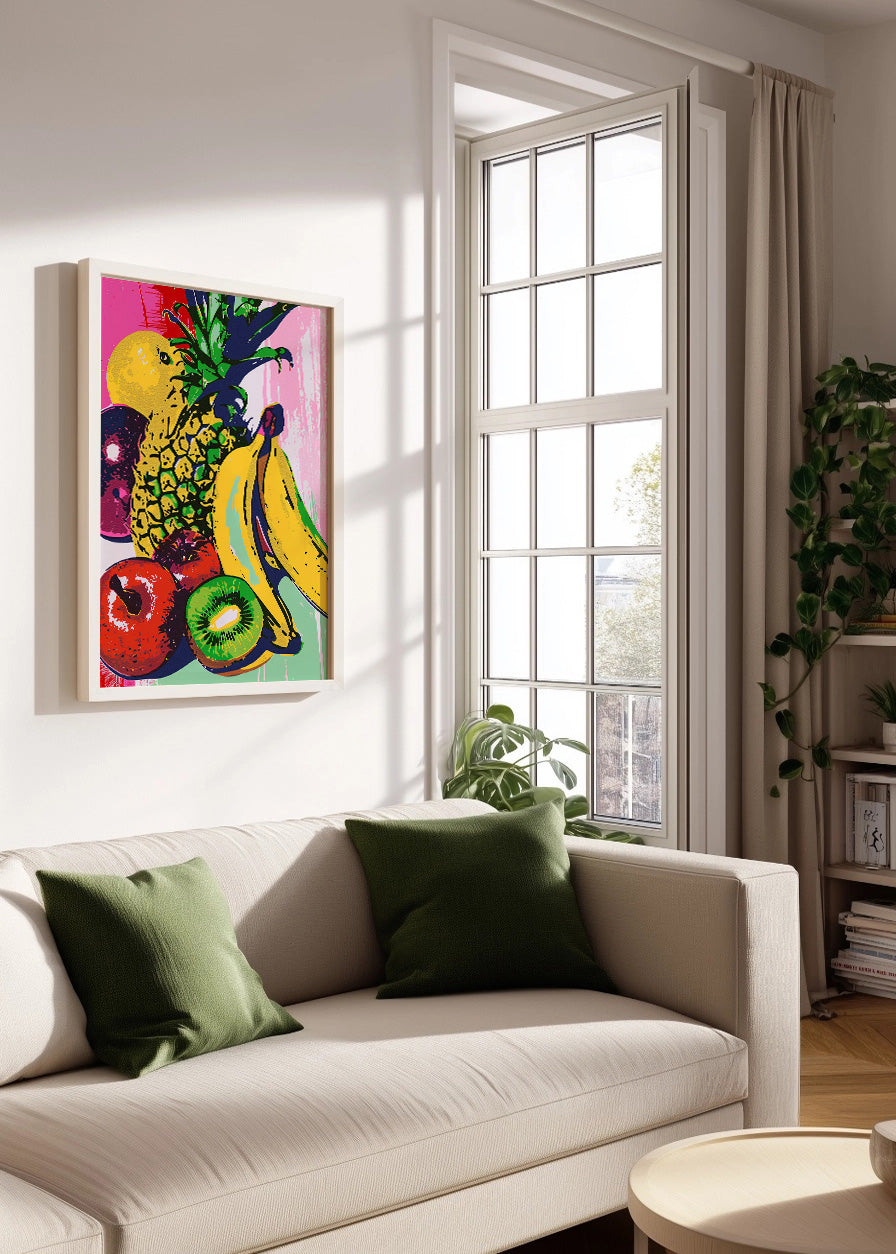 Cuadro ​Bodegón de frutas color pastel