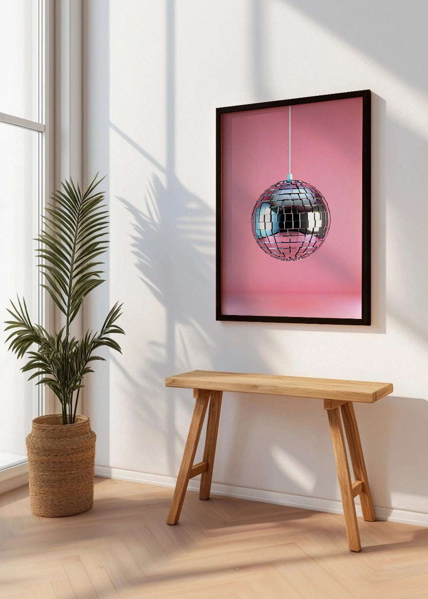 Cuadro Bola de discoteca rosa