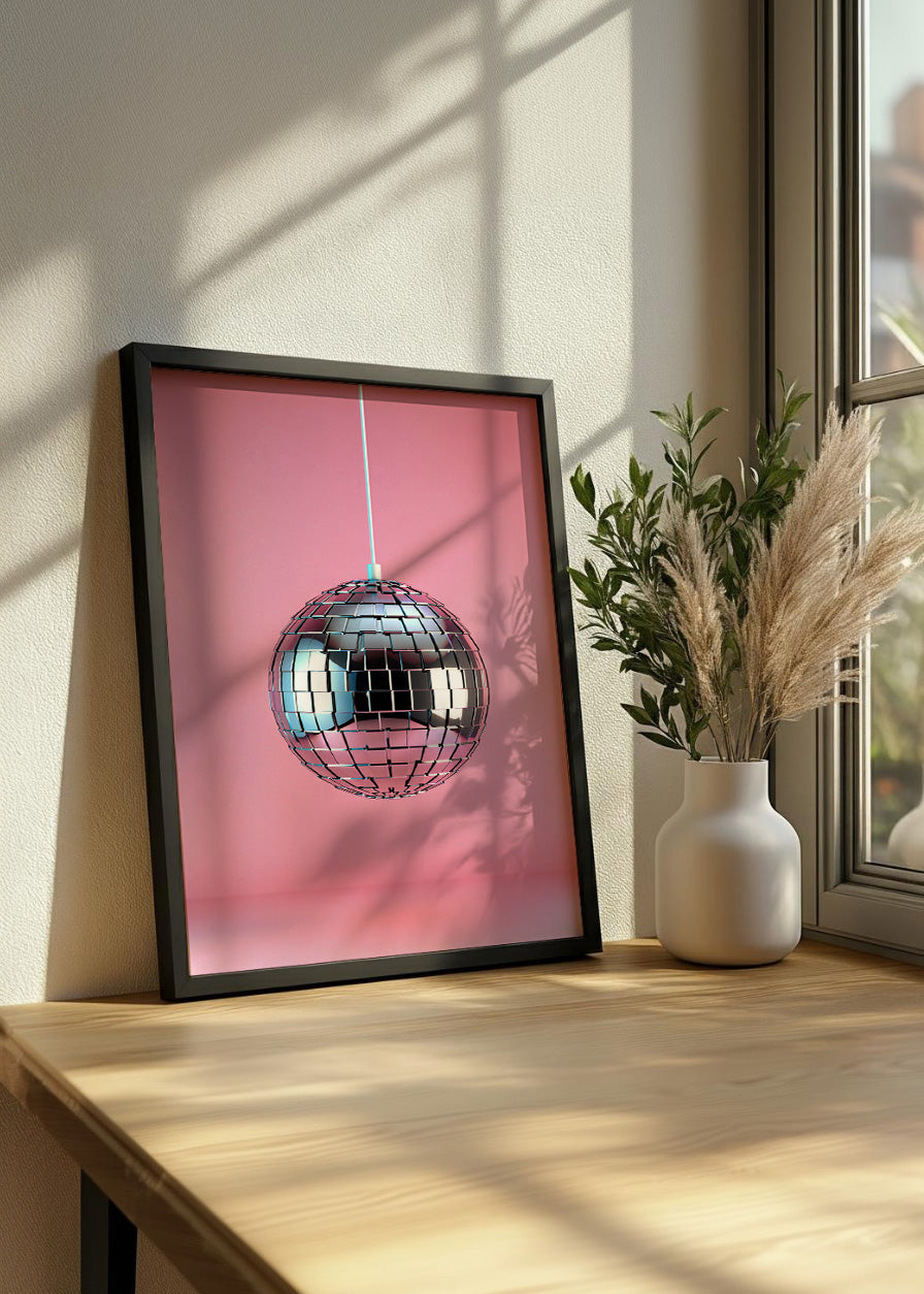 Cuadro Bola de discoteca rosa