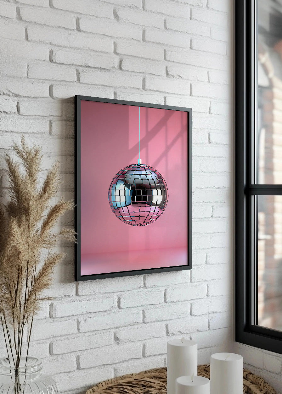 Cuadro Bola de discoteca rosa