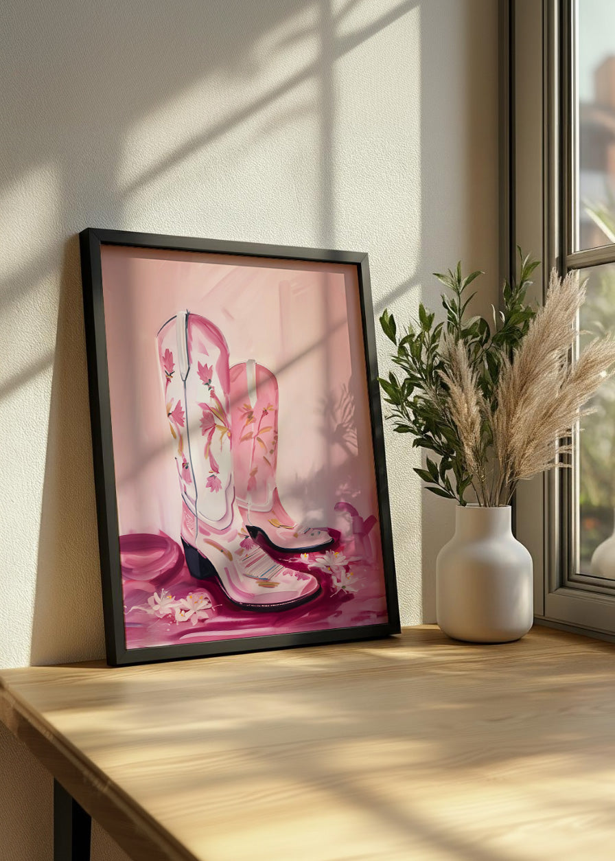 Cuadro Botas rosas de vaquera