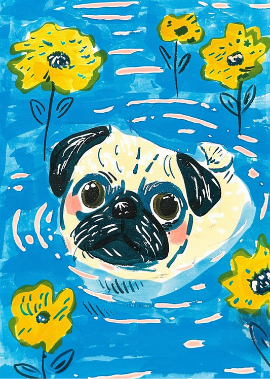 Cuadro ​Bulldog francés nadando