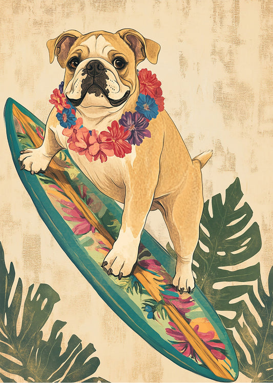 Cuadro ​Bulldog surfeando