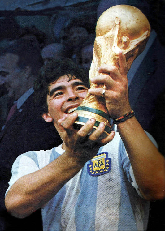 Cuadro Maradona con la Copa del mundo 86