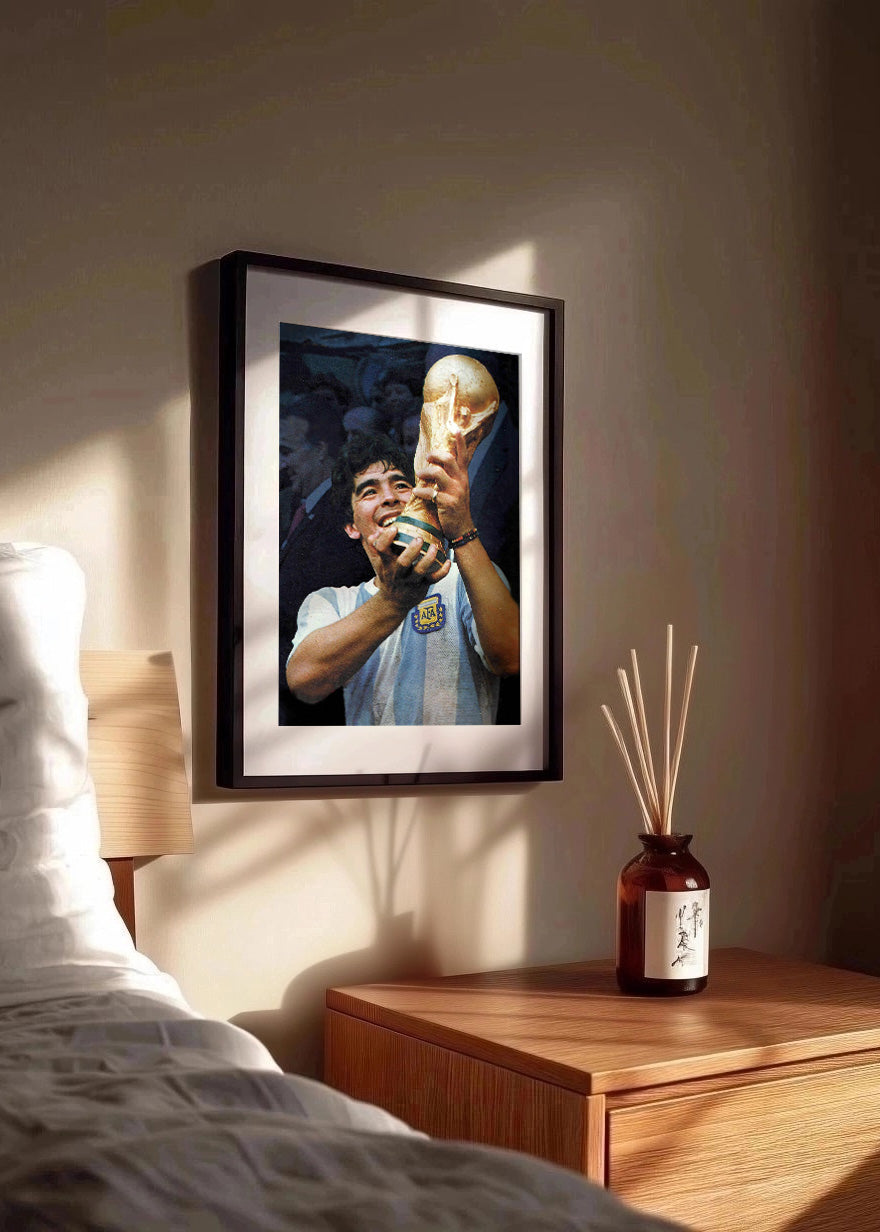 Cuadro ​Maradona con la Copa del mundo 86