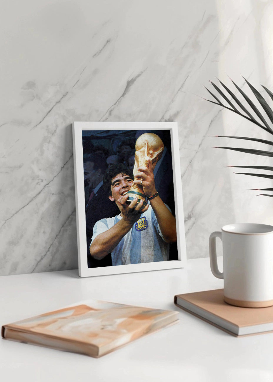 Cuadro ​Maradona con la Copa del mundo 86