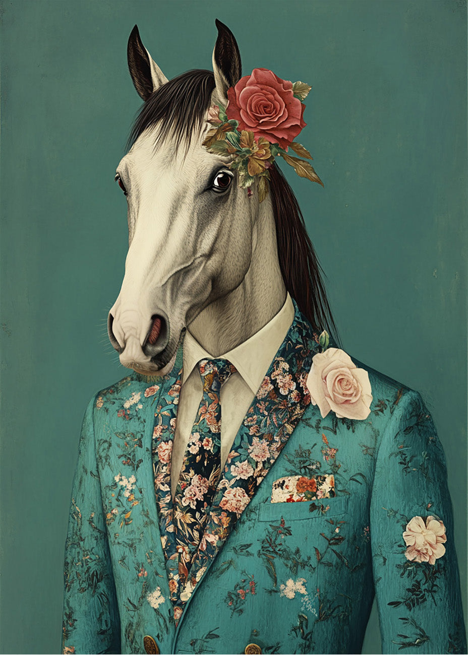 Cuadro Caballo vestido como persona con traje