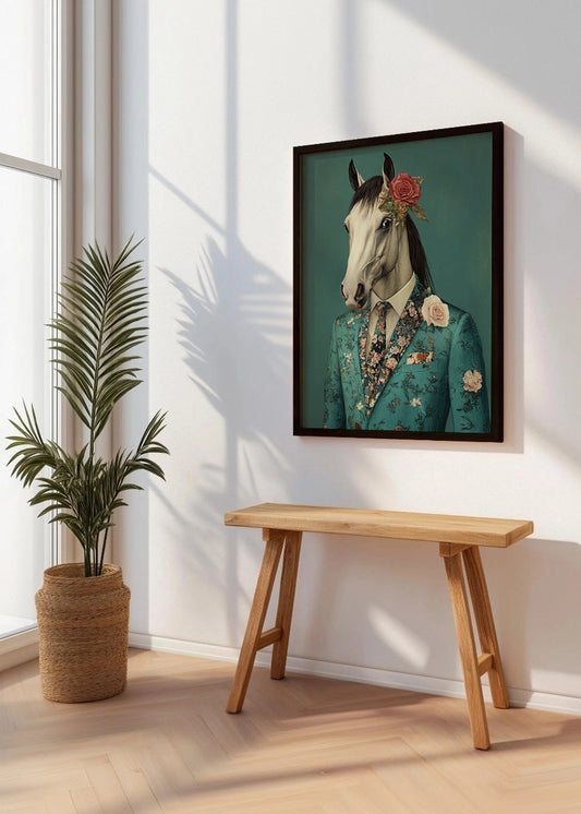 Cuadro Caballo vestido como persona con traje