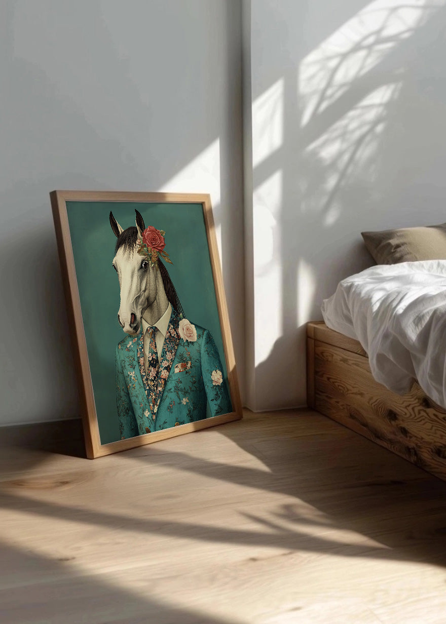 Cuadro Caballo vestido como persona con traje