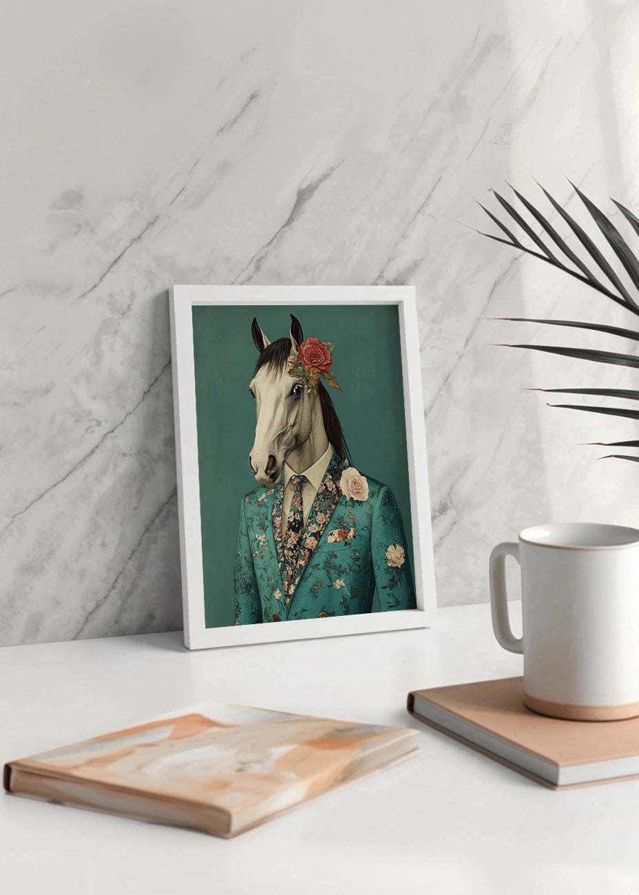 Cuadro Caballo vestido como persona con traje