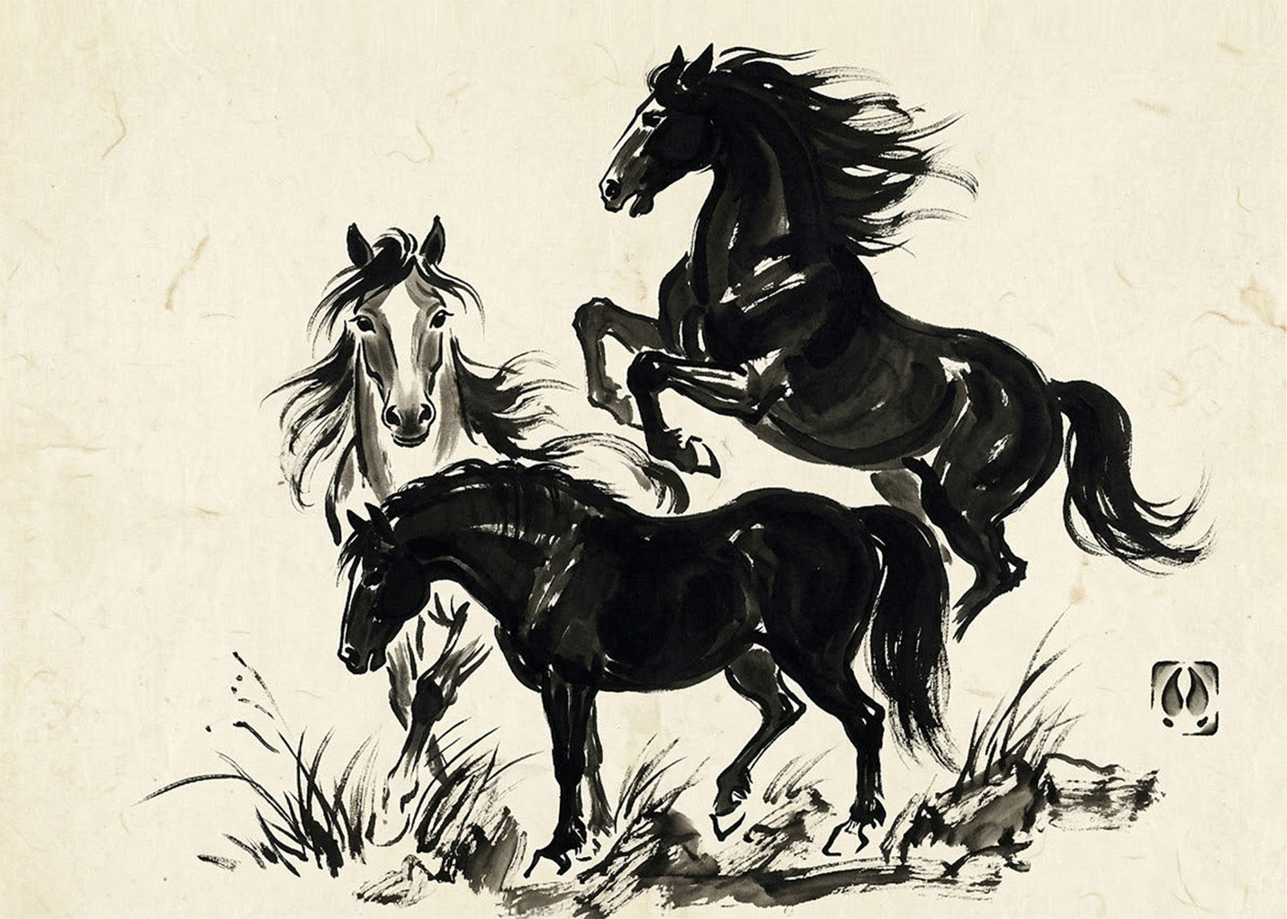 Cuadro Caballos negros