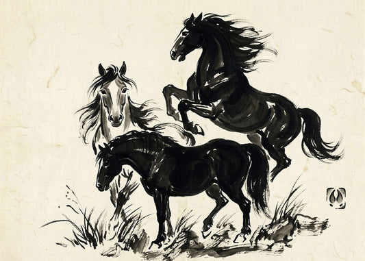 Cuadro Caballos negros