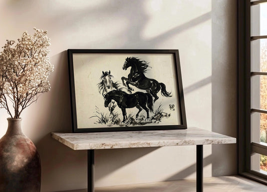 Cuadro Caballos negros