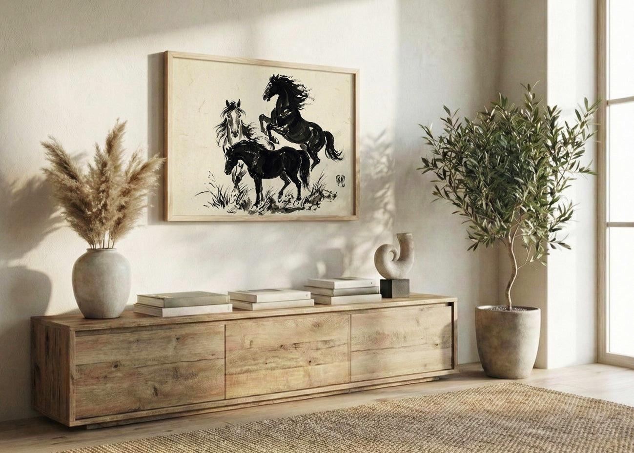 Cuadro Caballos negros