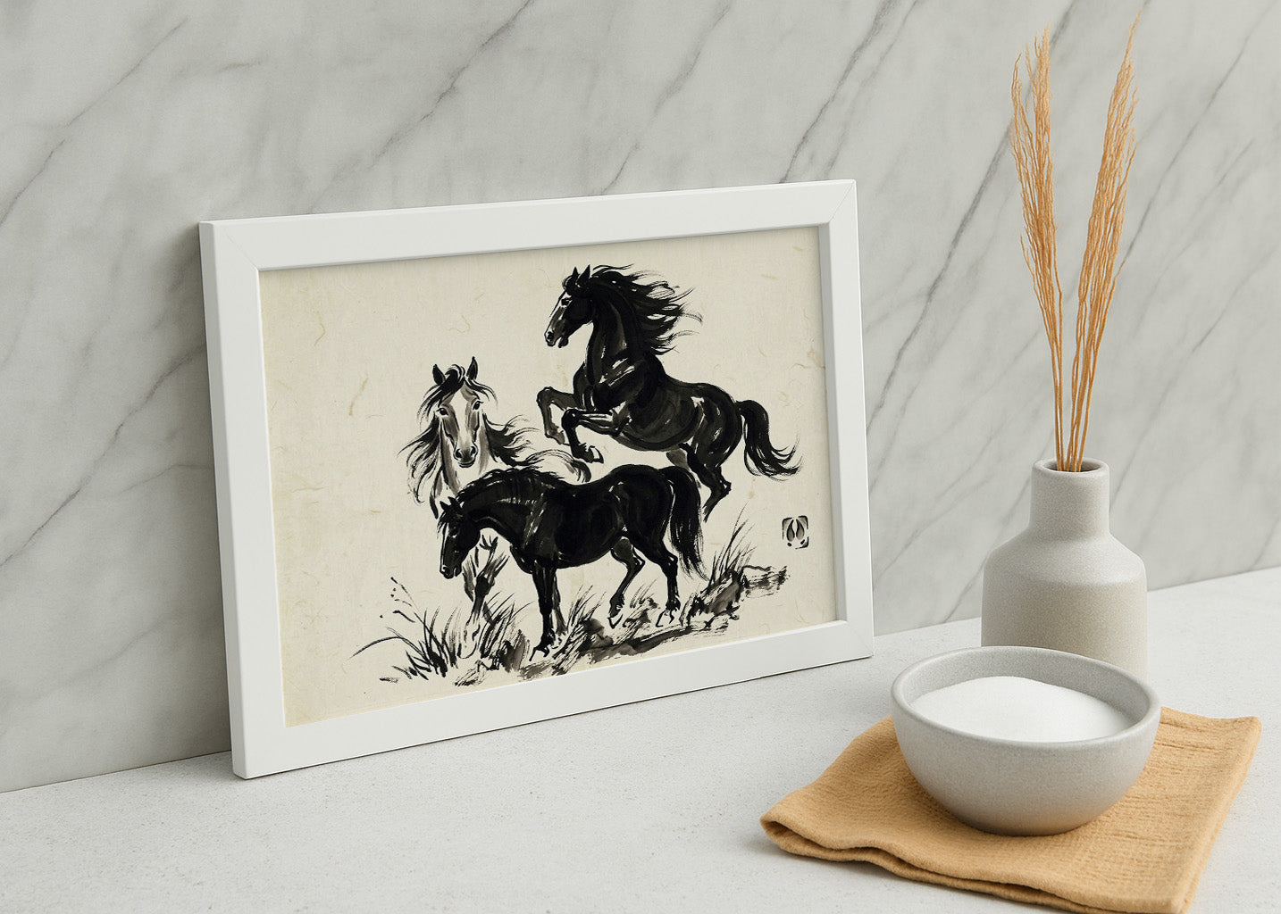 Cuadro Caballos negros