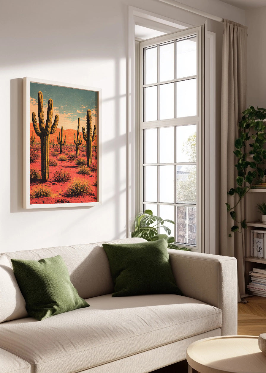 Cuadro Cactus tono rojo