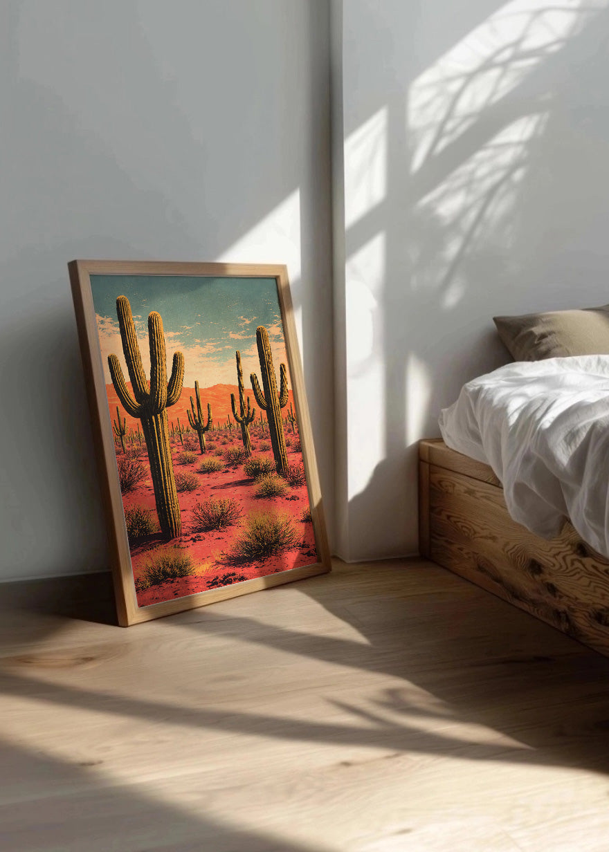 Cuadro Cactus tono rojo