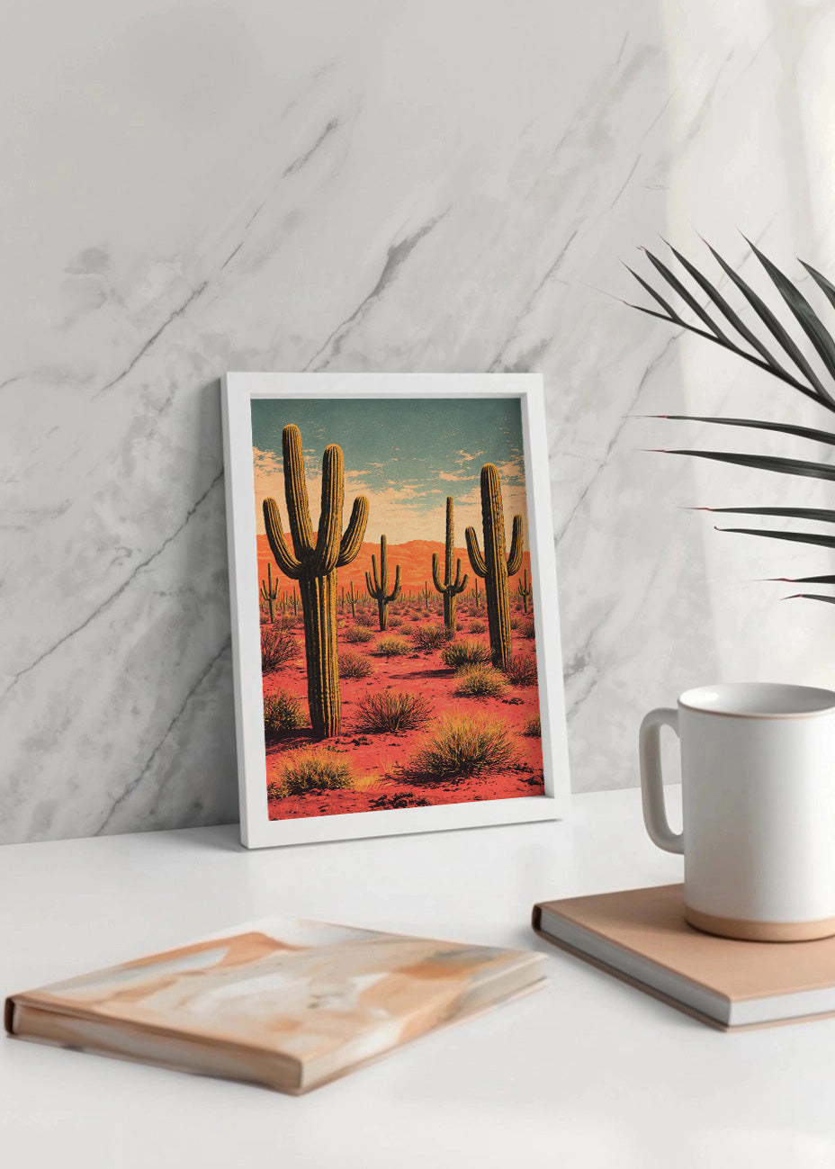 Cuadro Cactus tono rojo