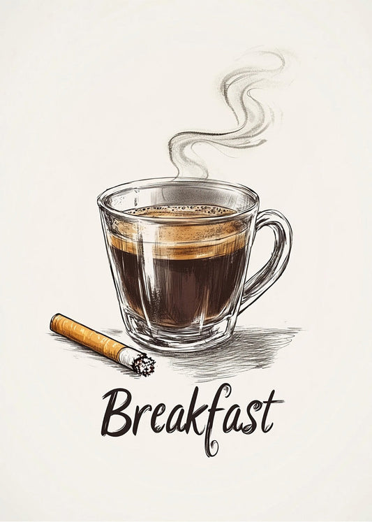 Cuadro Café y cigarro desayuno perfecto