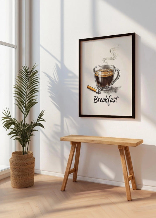 Cuadro Café y cigarro desayuno perfecto