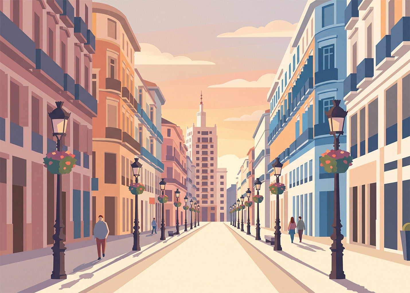 Cuadro Calle Larios - Pastel