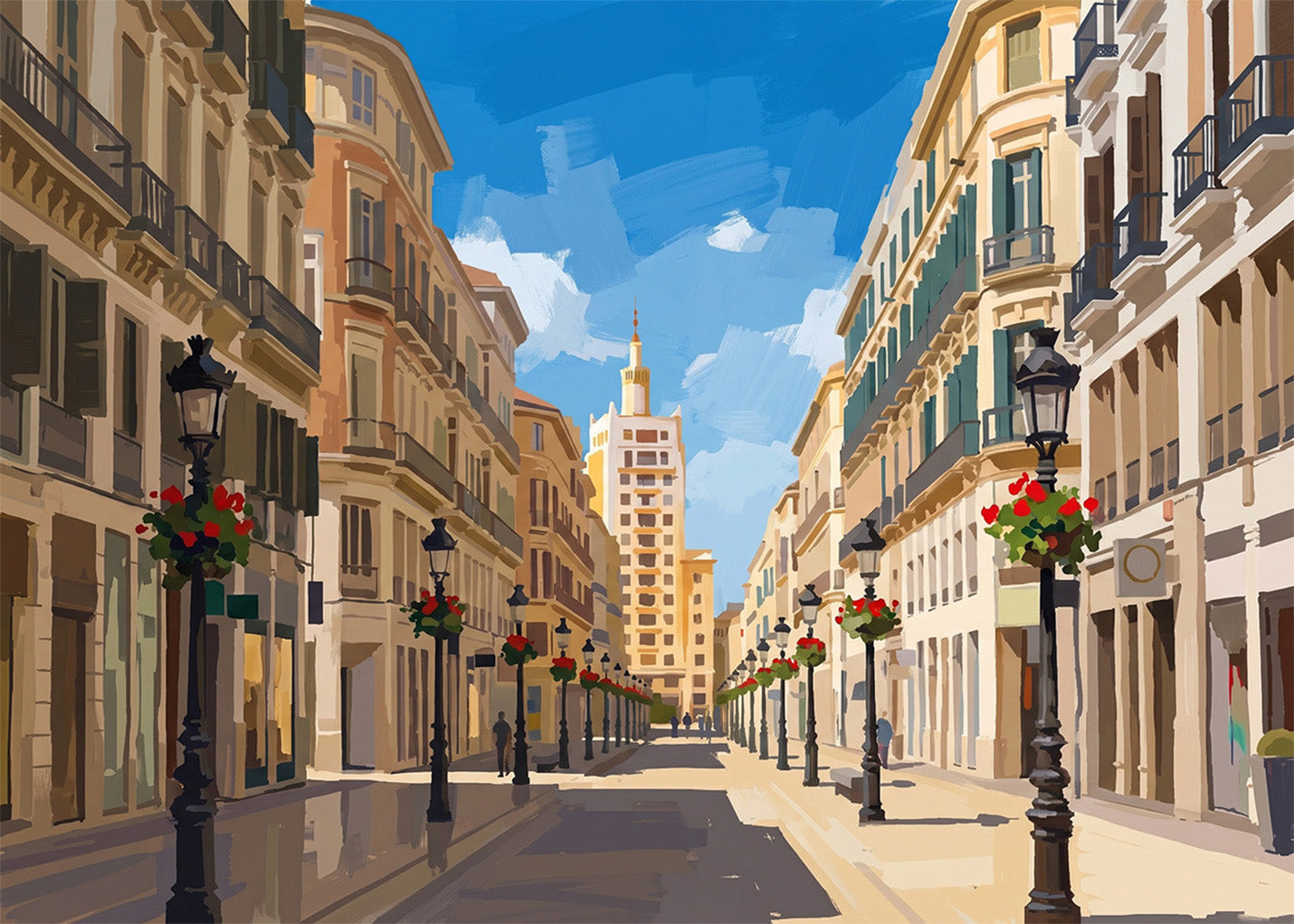 Cuadro Calle Larios de Málaga - Gouache