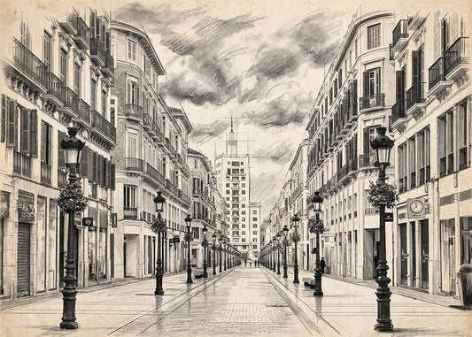Cuadro Calle Larios de Málaga efecto lápiz