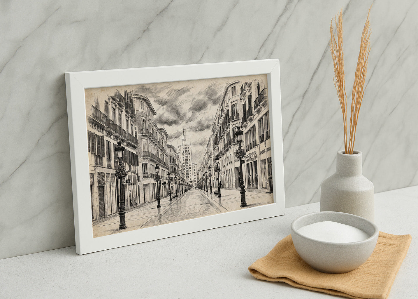 Cuadro Calle Larios de Málaga efecto lápiz