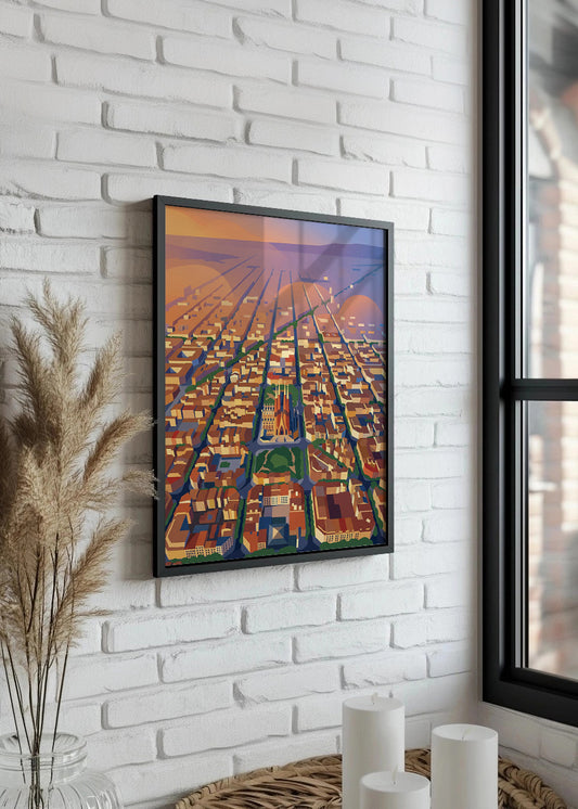 Cuadro Callejero Barcelona Plan Cerdá - Poster