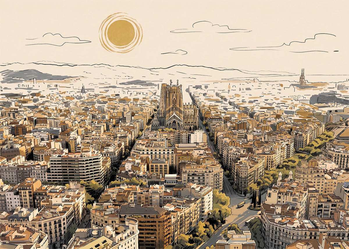 Cuadro Callejero de Barcelona - New Beige