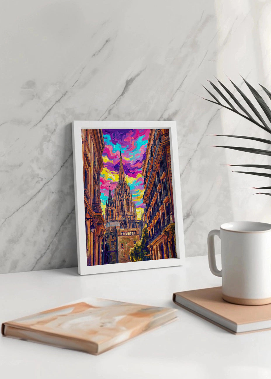 Cuadro Calles del Barrio Gótico de Barcelona fauvista