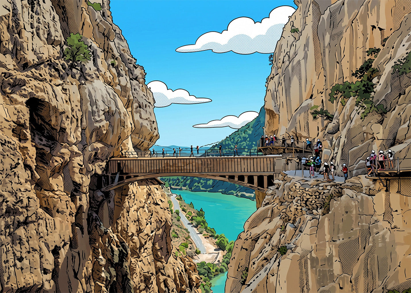 Cuadro Caminito del rey en Málaga - Cómic
