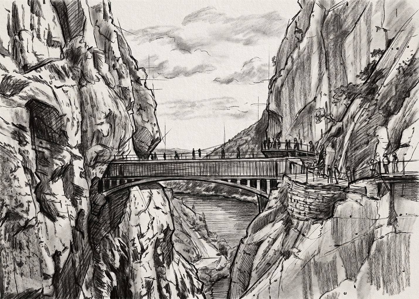 Cuadro Camino del Rey de Málaga efecto lápiz