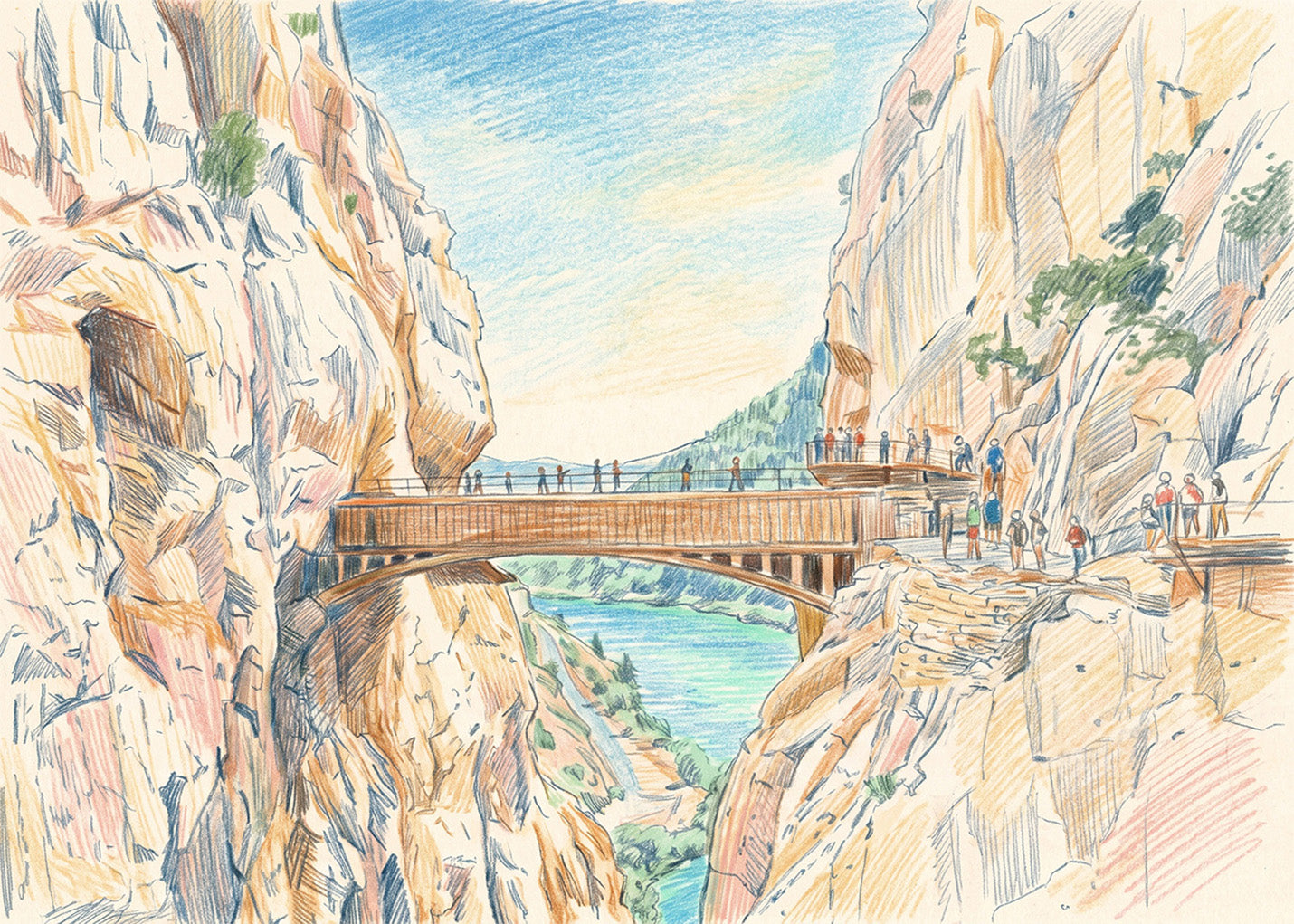 Cuadro Camino del Rey efecto dibujo