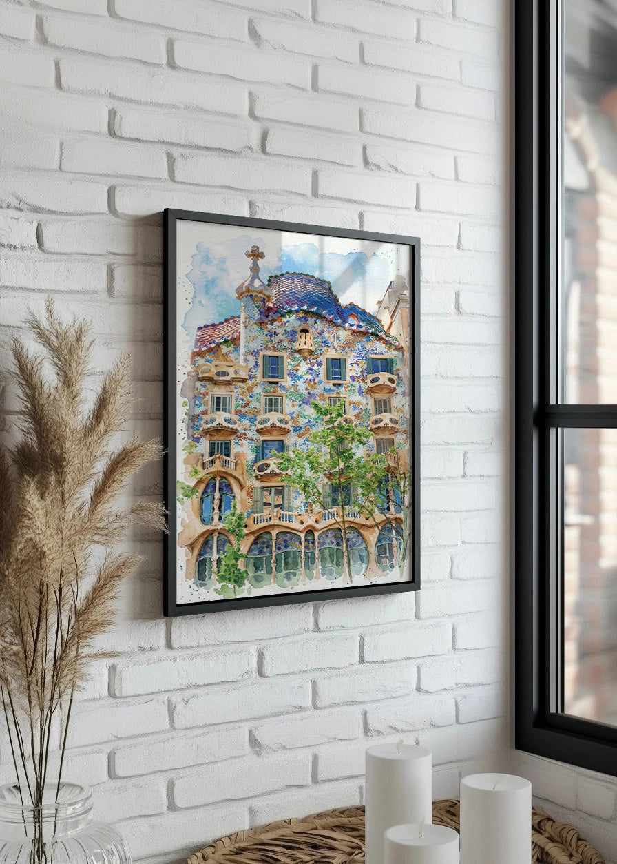 Cuadro Casa Batlló efecto acuarela