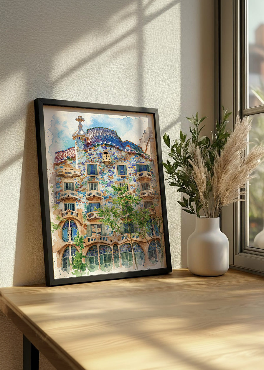 Cuadro Casa Batlló efecto acuarela
