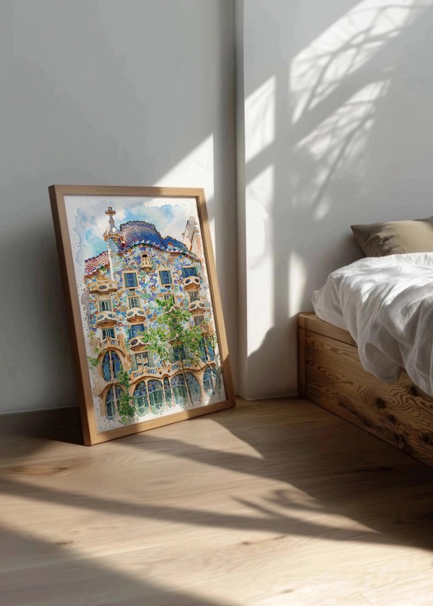 Cuadro Casa Batlló efecto acuarela