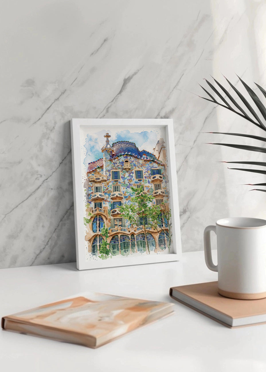 Cuadro Casa Batlló efecto acuarela