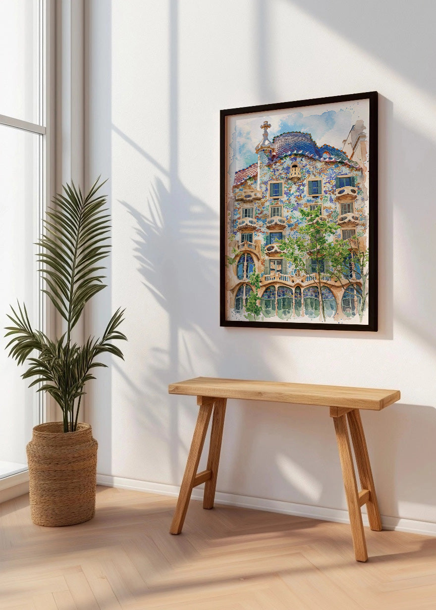 Cuadro Casa Batlló efecto acuarela