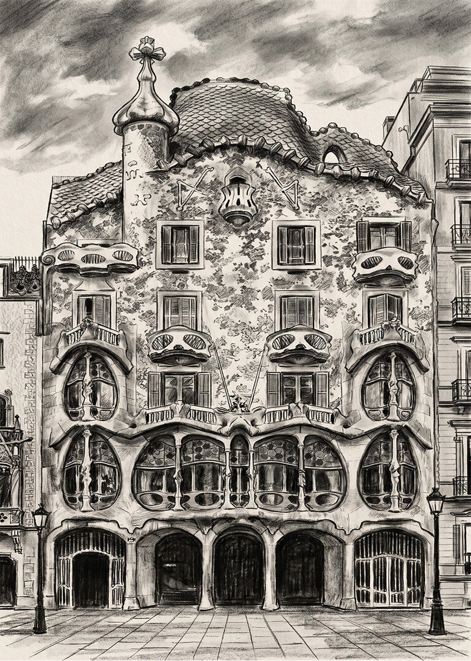 Cuadro Casa Batlló efecto lápiz