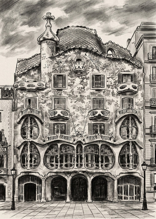 Cuadro Casa Batlló efecto lápiz