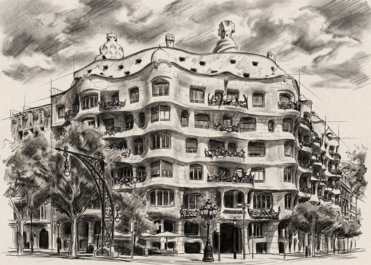 Cuadro Casa Milà de Barcelona efecto lápìz