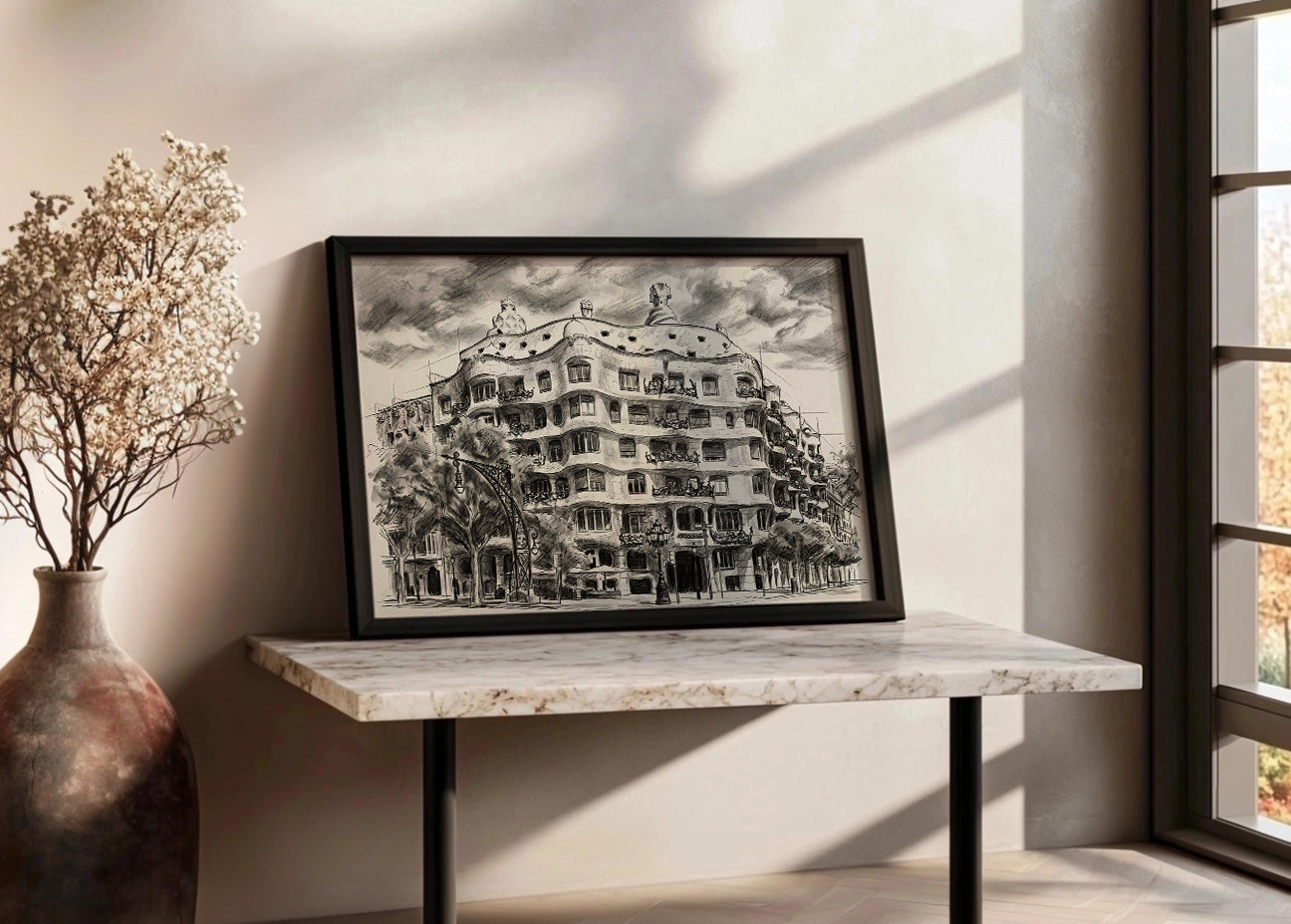 Cuadro Casa Milà de Barcelona efecto lápìz