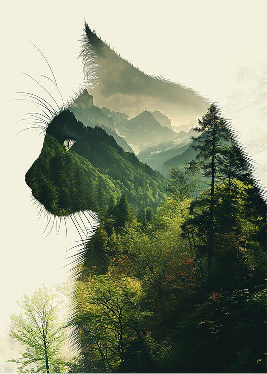 Cuadro ​Cat collage - Green forest